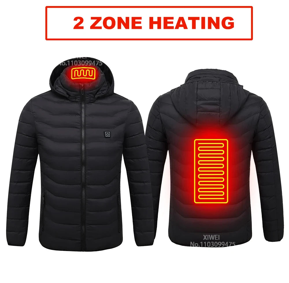 Heated Jacket Men Women USB Self Heated Clothing Washed Cotton Warm Coats Winter Thermal Skiing Camping Hiking Jacket 2-21 Areas