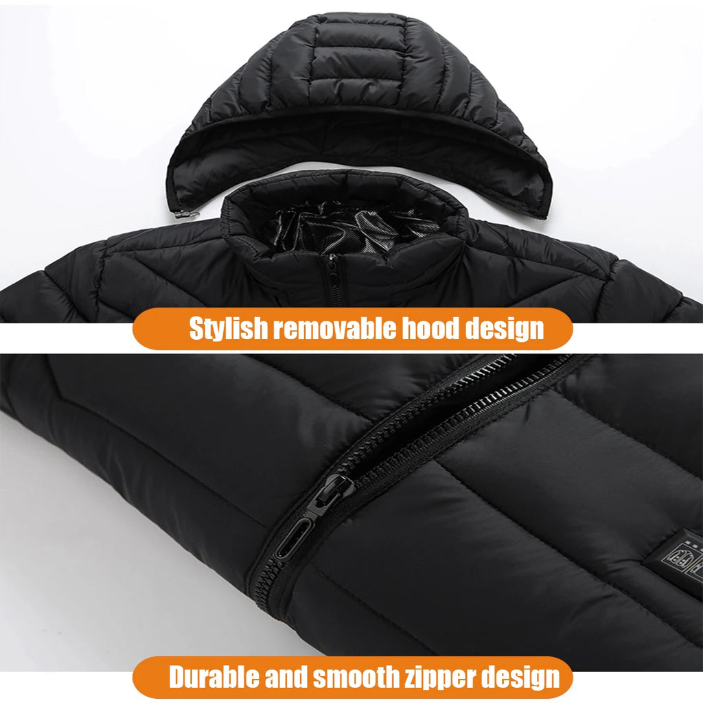 Heated Jacket, Men's and Women's Winter Warm Jacket, Smart USB Electric Heated Jacket with 9 Carbon Fiber Heating Pads