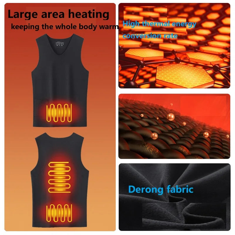 Heated Jacket Men Women Warm Seamless Vest USB Self Heating Jacket Ski Camping Hiking Heated suede Winter Clothes Washed