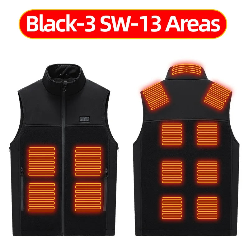 Fleece Heated Vest Men Usb Rechargeable Electric Self Heating Vest Women Warming Heated Jacket Outdoor Hunting Heating Clothing