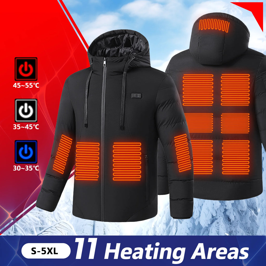 Heated Jacket 11 Areas Heated Jacket Men Electric Heating Jacket Usb Heated Jacket Hooded Heated Bodywarmer Heated Down Jacket