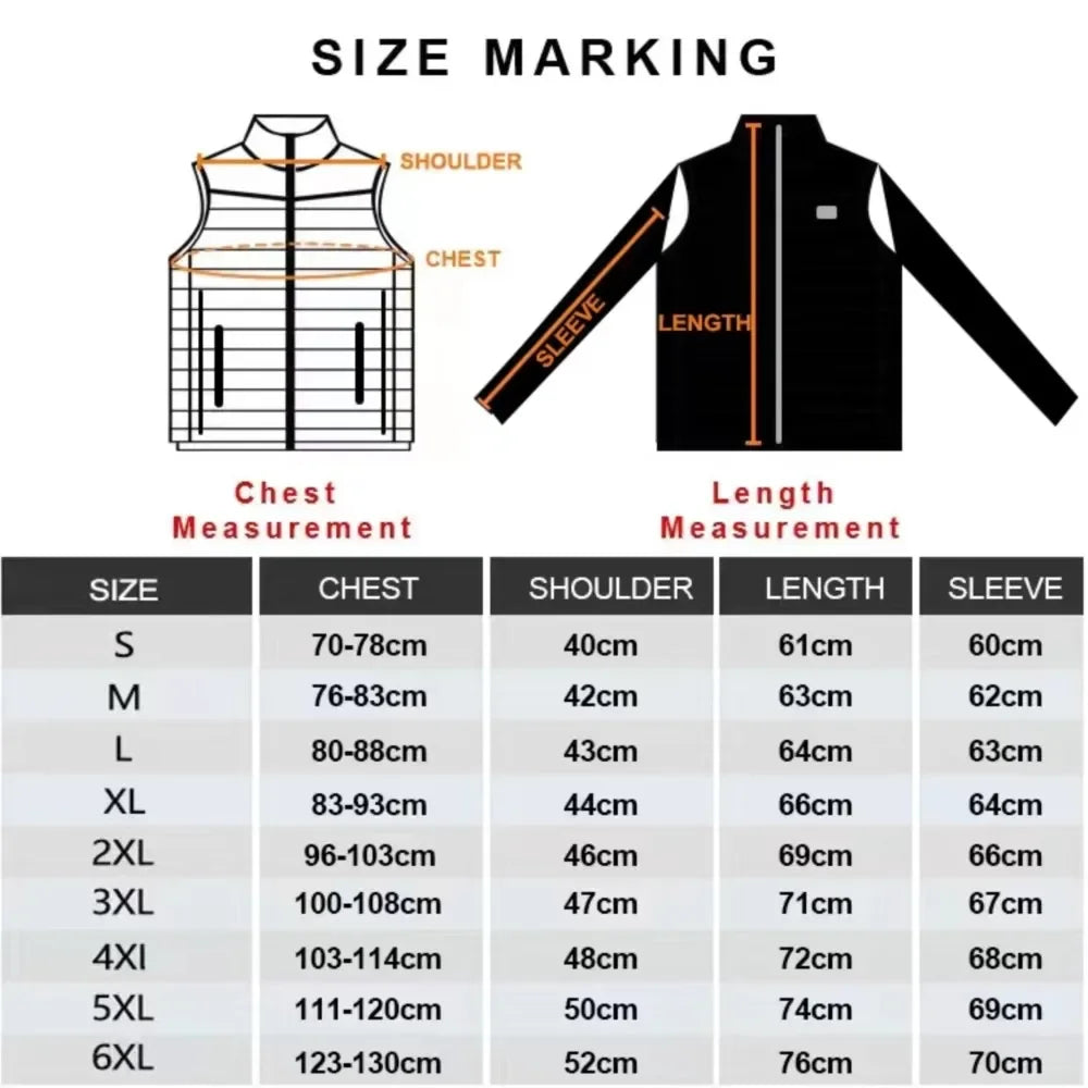 Heated Jacket Men Women USB Self Heated Clothing Washed Cotton Warm Coats Winter Thermal Skiing Camping Hiking Jacket 2-21 Areas