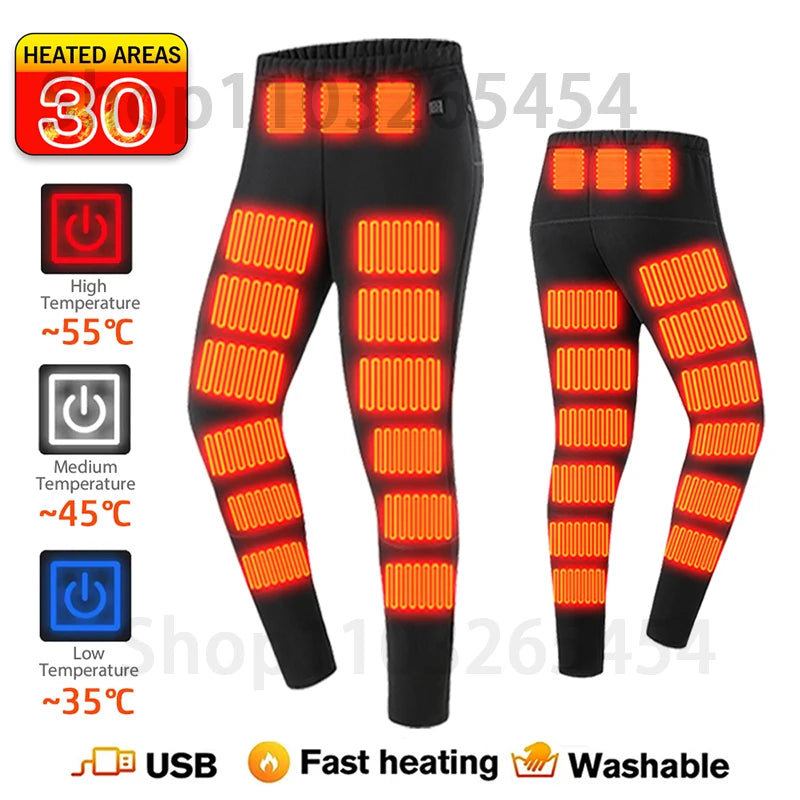 52 Areas New Heated Underwear Winter Thermal Underwear Women Men Heating Jacket Winter Accessories USB Electric Heating Clothes