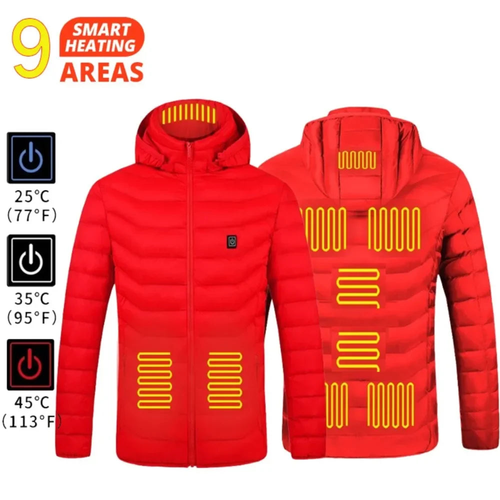 Heated Jacket Men Women USB Self Heated Clothing Washed Cotton Warm Coats Winter Thermal Skiing Camping Hiking Jacket 2-21 Areas