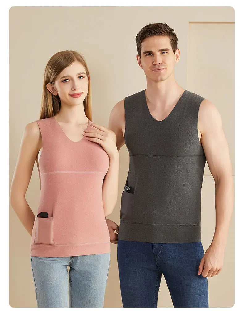 Heated Jacket Men Women Warm Seamless Vest USB Self Heating Jacket Ski Camping Hiking Heated suede Winter Clothes Washed