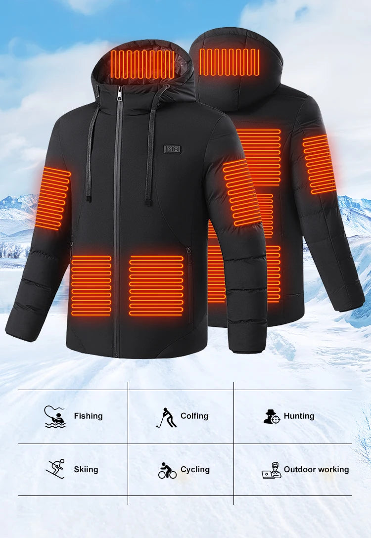 Heated Jacket 11 Areas Heated Jacket Men Electric Heating Jacket Usb Heated Jacket Hooded Heated Bodywarmer Heated Down Jacket