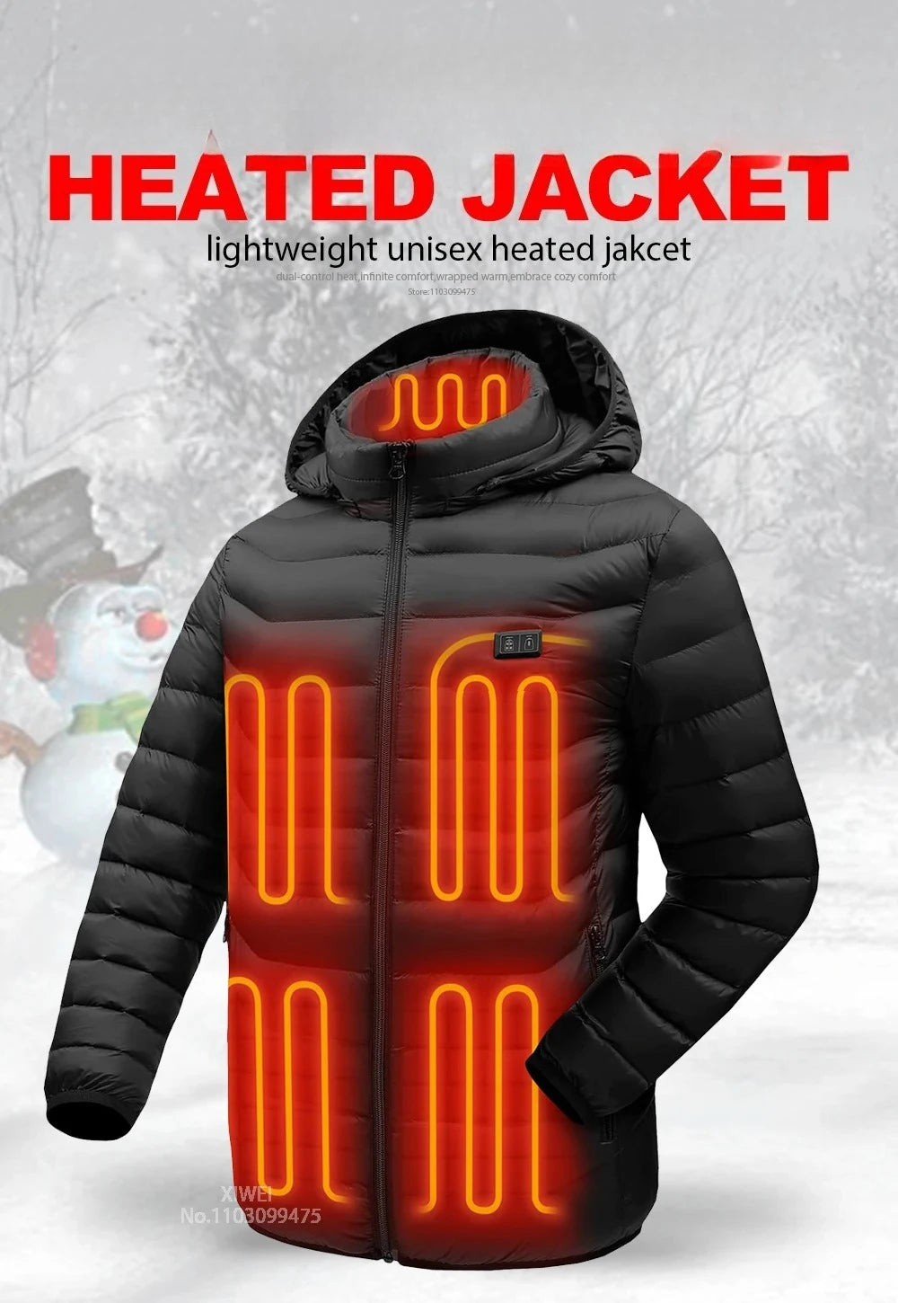 Heated Jacket Men Women USB Self Heated Clothing Washed Cotton Warm Coats Winter Thermal Skiing Camping Hiking Jacket 2-21 Areas