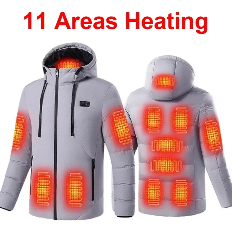 Heated Jacket 11 Areas Heated Jacket Men Electric Heating Jacket Usb Heated Jacket Hooded Heated Bodywarmer Heated Down Jacket