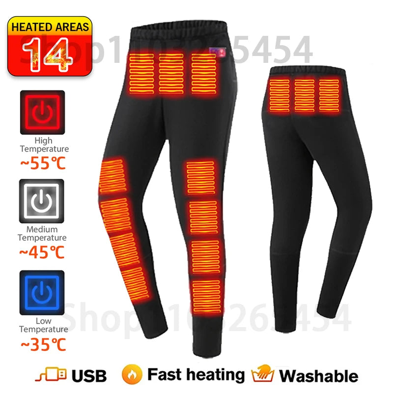 52 Areas New Heated Underwear Winter Thermal Underwear Women Men Heating Jacket Winter Accessories USB Electric Heating Clothes
