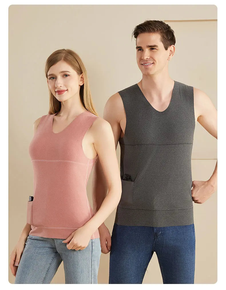 Heated Jacket Men Women Warm Seamless Vest USB Self Heating Jacket Ski Camping Hiking Heated suede Winter Clothes Washed