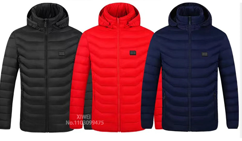 Heated Jacket Men Women USB Self Heated Clothing Washed Cotton Warm Coats Winter Thermal Skiing Camping Hiking Jacket 2-21 Areas