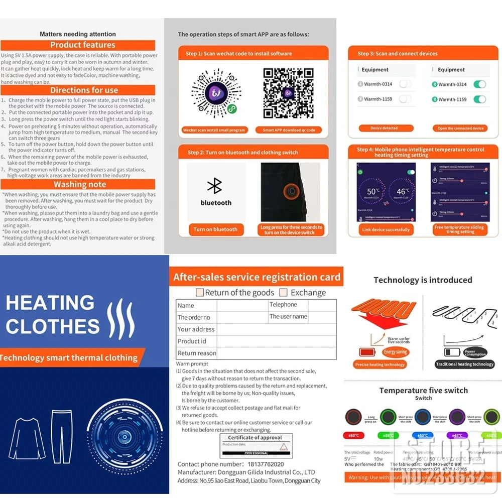 Winter Heated Underwear Suit Smart Phone APP Control Temperature USB Battery Powered  Fleece Thermal Motorcycle Jacket