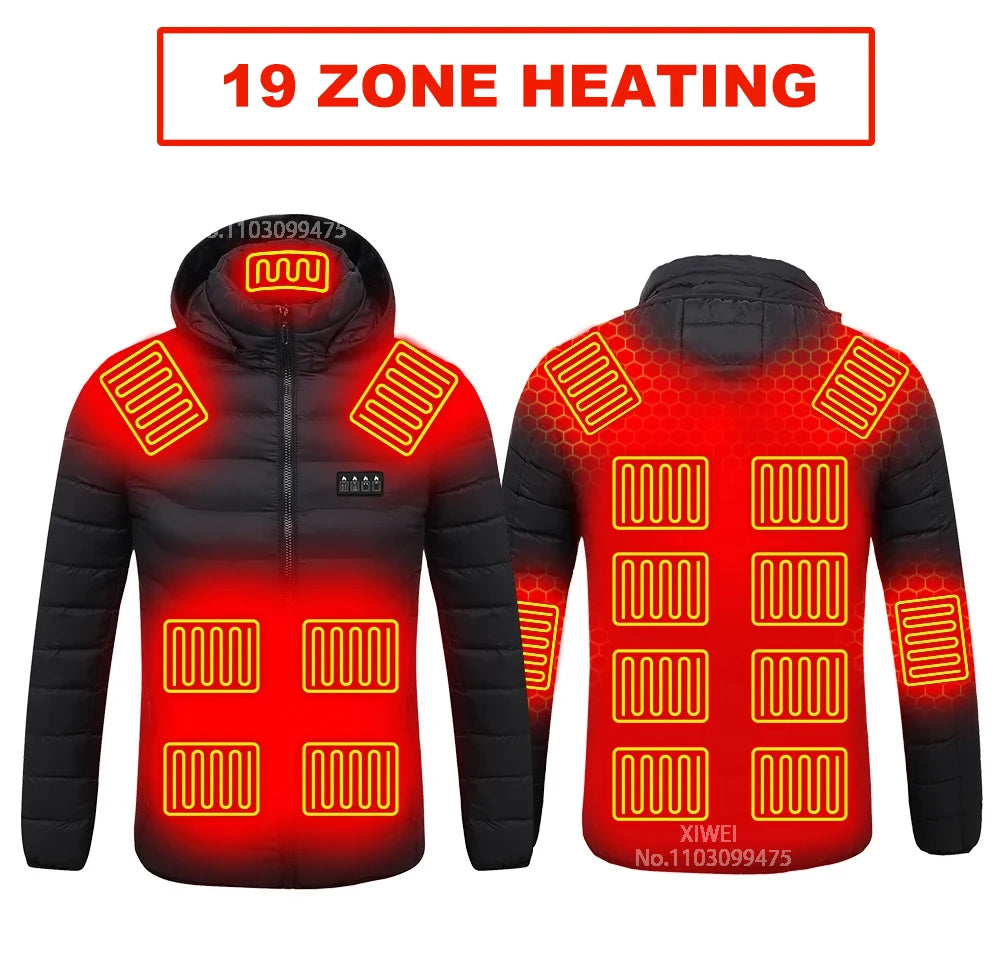 Heated Jacket Men Women USB Self Heated Clothing Washed Cotton Warm Coats Winter Thermal Skiing Camping Hiking Jacket 2-21 Areas