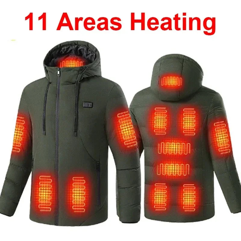 Heated Jacket 11 Areas Heated Jacket Men Electric Heating Jacket Usb Heated Jacket Hooded Heated Bodywarmer Heated Down Jacket