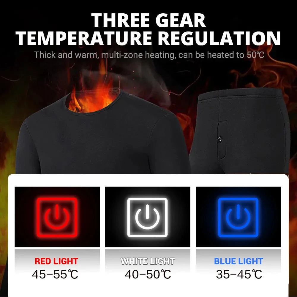 52 Areas New Heated Underwear Winter Thermal Underwear Women Men Heating Jacket Winter Accessories USB Electric Heating Clothes