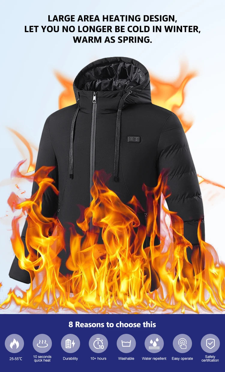 Heated Jacket 11 Areas Heated Jacket Men Electric Heating Jacket Usb Heated Jacket Hooded Heated Bodywarmer Heated Down Jacket