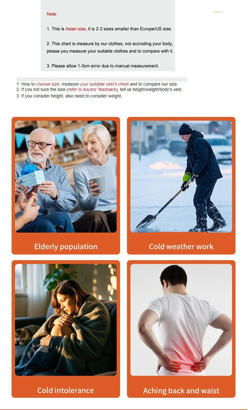 Heated Jacket Men Women Warm Seamless Vest USB Self Heating Jacket Ski Camping Hiking Heated suede Winter Clothes Washed